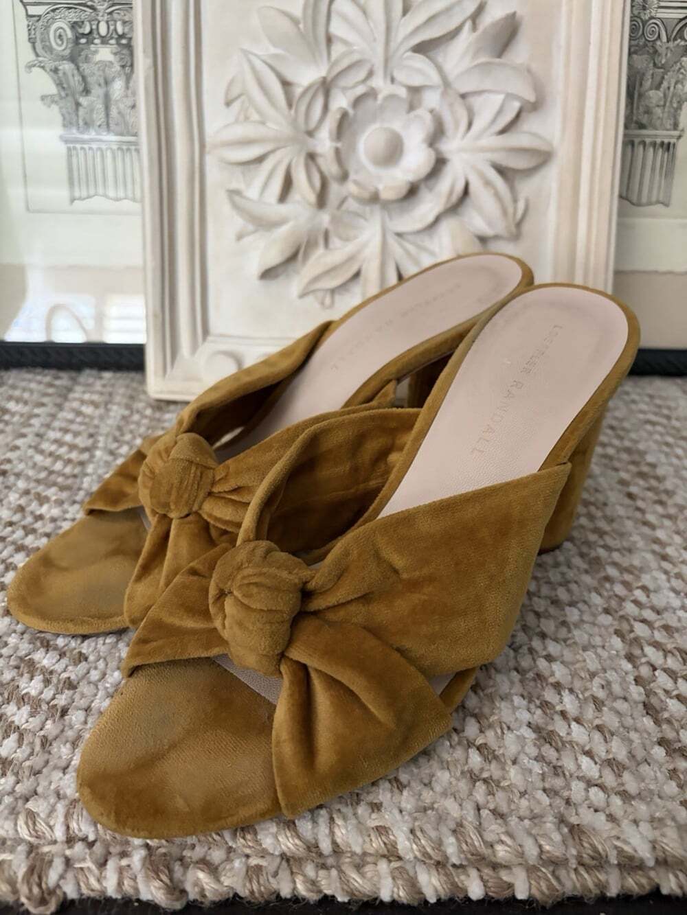 Loeffler Randall Sandal Knotted Slide Coco Velvet Marigold Size 9